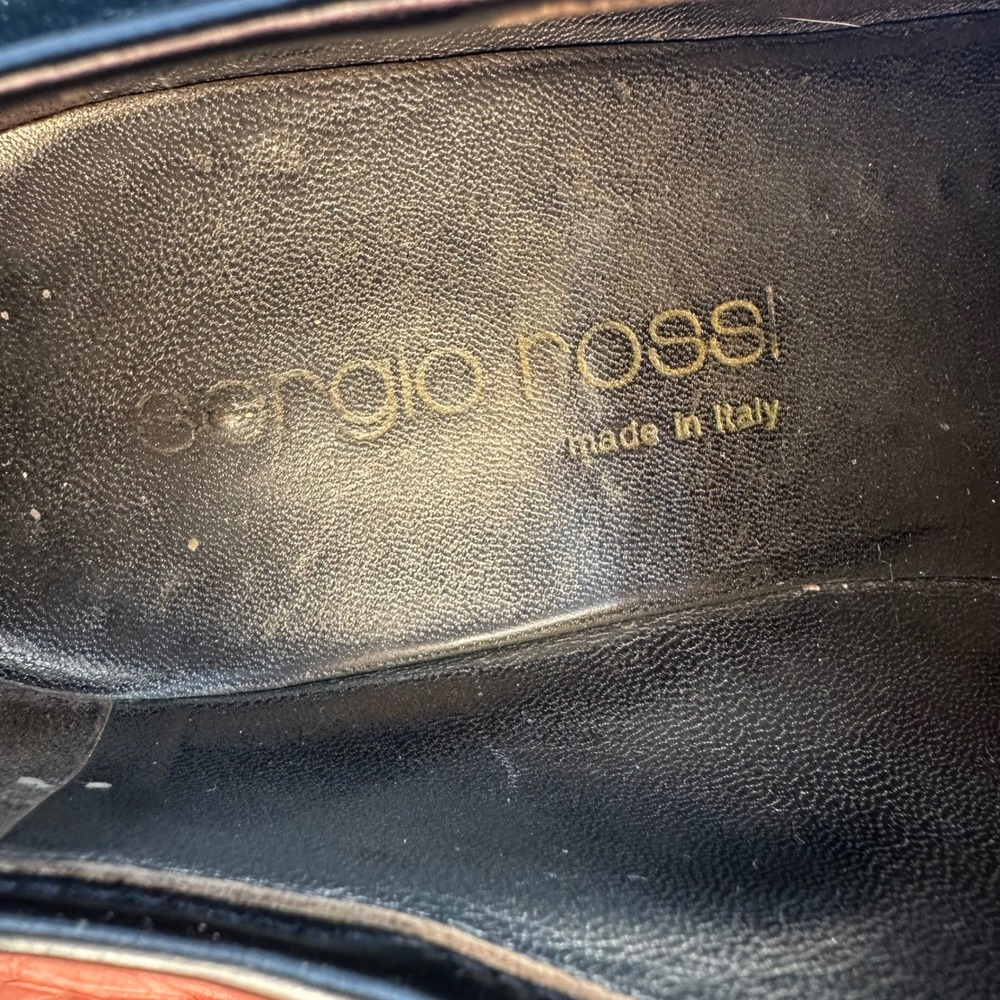 Sergio Rossi Black Leather Platform Oxfords Lace Up Shoes Italy Size 38.5 - Picture 10 of 15